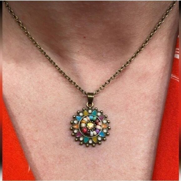 Vintage Round Antique Bronze Distressed Multicolor Floral 3pc set - Picture 5 of 5